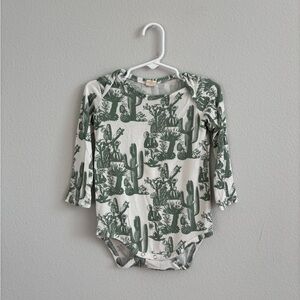 Kate Quinn bamboo Cactus Print Bodysuit in Green and Cream